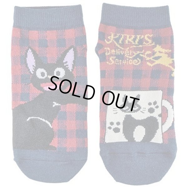 Photo1: Studio Ghibli Kiki's Delivery Service Socks for Women 23-25cm 1Pair 608 Asymmetry Jiji Red (1)