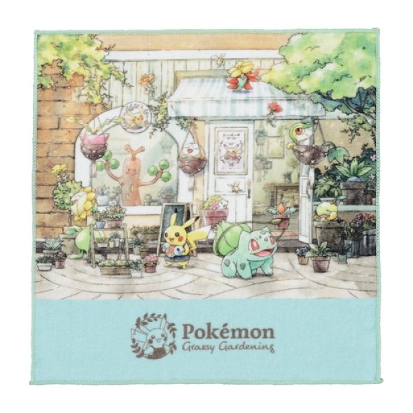 Photo1: Pokemon Center 2022 Hand towel Handkerchief Grassy Gardening (1)