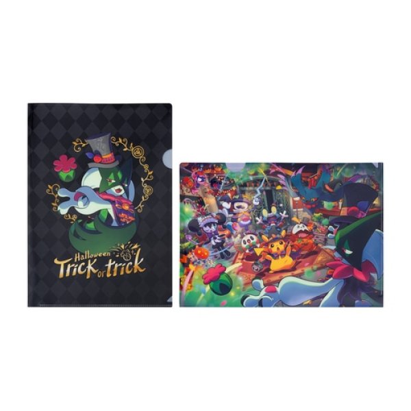 Photo1: Pokemon Center 2024 Halloween Trick or trick A4 Size Clear File Folder 2pc (1)