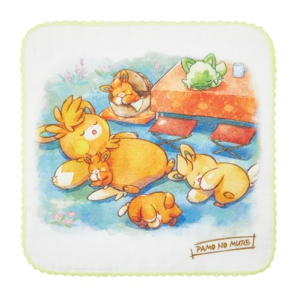 Photo1: Pokemon Center 2024 Hand towel Handkerchief PAMO NO MURE Sleeping (1)