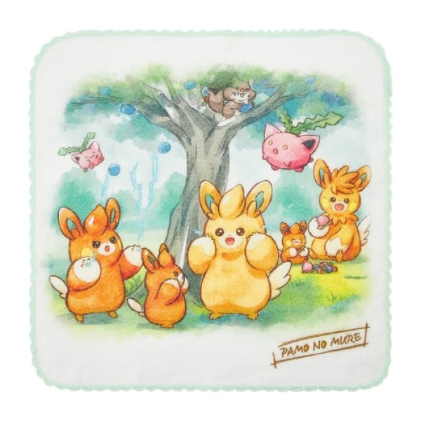 Photo1: Pokemon Center 2024 Hand towel Handkerchief PAMO NO MURE Electric (1)