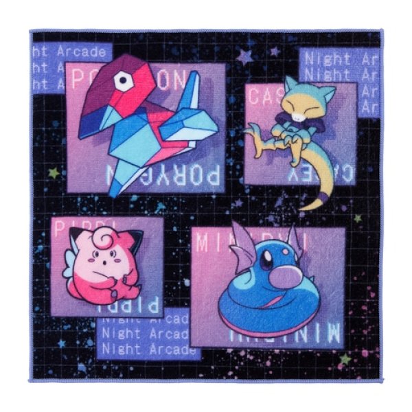 Photo1: Pokemon Center 2024 Hand towel Handkerchief Night Arcade Black (1)