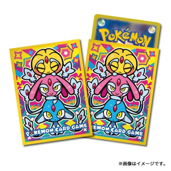 Photo1: Pokemon Center Original Card Game Sleeve Colorful Triple Uxie Mesprit Azelf 64 sleeves (1)