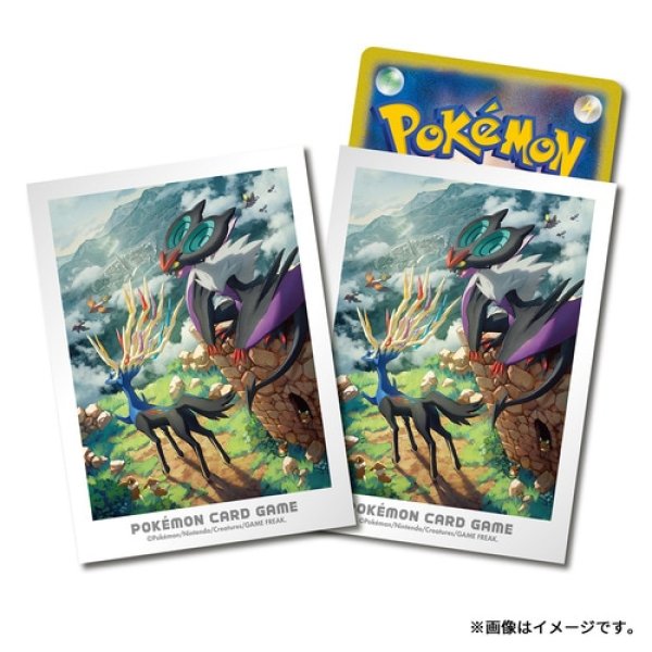 Photo1: Pokemon Center Original Card Game Sleeve Kalos Adventures Xerneas & Noivern 64 sleeves (1)